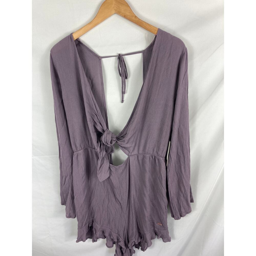 Raisins Lavender Tie-Front Long Sleeve Romper